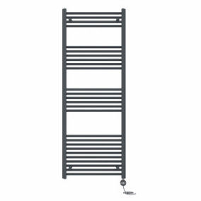 Right Radiators Prefilled Thermostatic Electric Heated Towel Rail Straight Ladder Warmer Rads - Anthracite 1600x600 mm