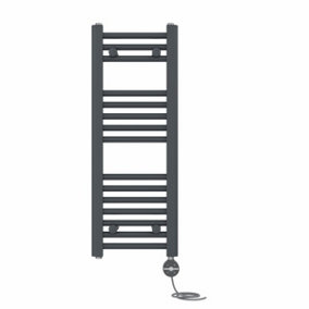 Right Radiators Prefilled Thermostatic Electric Heated Towel Rail Straight Ladder Warmer Rads - Anthracite 800x300 mm