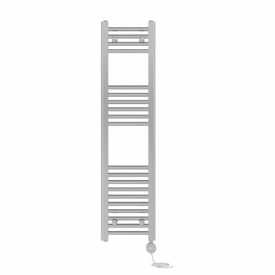 Right Radiators Prefilled Thermostatic Electric Heated Towel Rail Straight Ladder Warmer Rads - Chrome 1200x300 mm