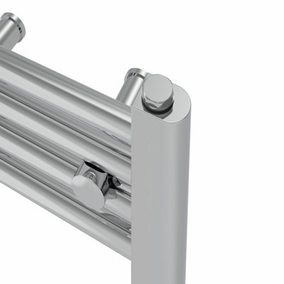 Right Radiators Prefilled Thermostatic Electric Heated Towel Rail Straight Ladder Warmer Rads - Chrome 1200x400 mm