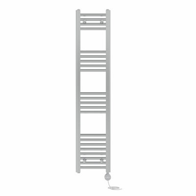 Right Radiators Prefilled Thermostatic Electric Heated Towel Rail Straight Ladder Warmer Rads - Chrome 1400x300 mm