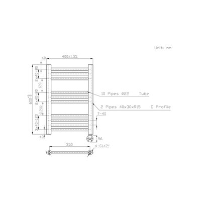Right Radiators Prefilled Thermostatic Electric Heated Towel Rail Straight Ladder Warmer Rads - Chrome 600x400 mm