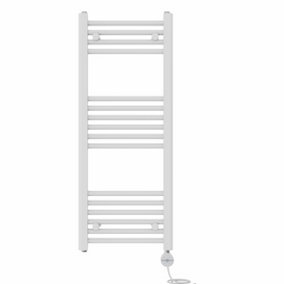 Right Radiators Prefilled Thermostatic Electric Heated Towel Rail Straight Ladder Warmer Rads - White 1000x400 mm