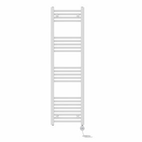 Right Radiators Prefilled Thermostatic Electric Heated Towel Rail Straight Ladder Warmer Rads - White 1400x400 mm