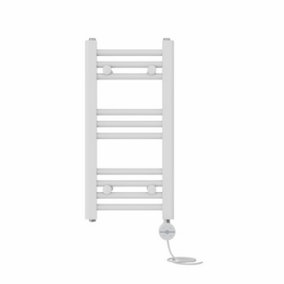 Right Radiators Prefilled Thermostatic Electric Heated Towel Rail Straight Ladder Warmer Rads - White 600x300 mm