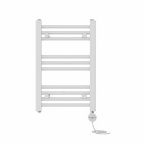 Right Radiators Prefilled Thermostatic Electric Heated Towel Rail Straight Ladder Warmer Rads - White 600x400 mm