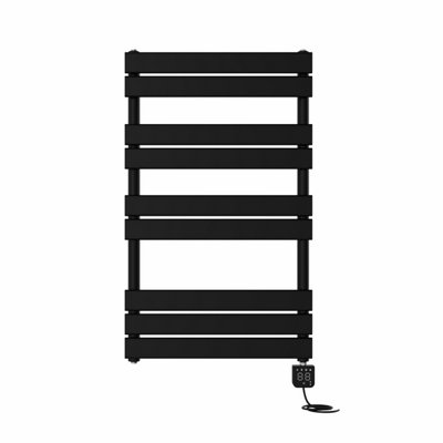 Right Radiators Prefilled Thermostatic Electric WIFI Flat Panel Heated Towel Rail Radiator Black 1000x600mm