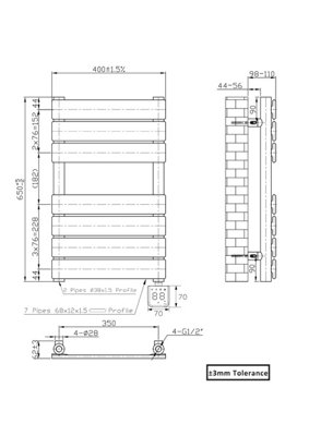 Right Radiators Prefilled Thermostatic Electric WIFI Flat Panel Heated Towel Rail Radiator Black 650x400mm
