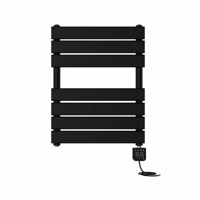 Right Radiators Prefilled Thermostatic Electric WIFI Flat Panel Heated Towel Rail Radiator Black 650x500mm