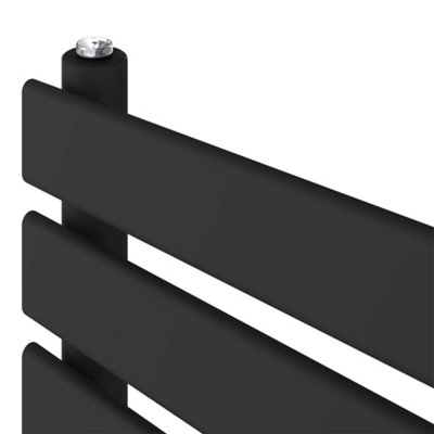 Right Radiators Prefilled Thermostatic Electric WIFI Flat Panel Heated Towel Rail Radiator Black 650x500mm
