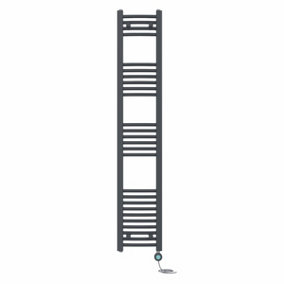 Right Radiators Prefilled Thermostatic WiFi Electric Heated Towel Rail Curved Bathroom Ladder Warmer - Anthracite 1600x300 mm