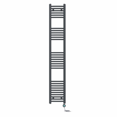 Right Radiators Prefilled Thermostatic WiFi Electric Heated Towel Rail Curved Bathroom Ladder Warmer - Anthracite 1800x300 mm