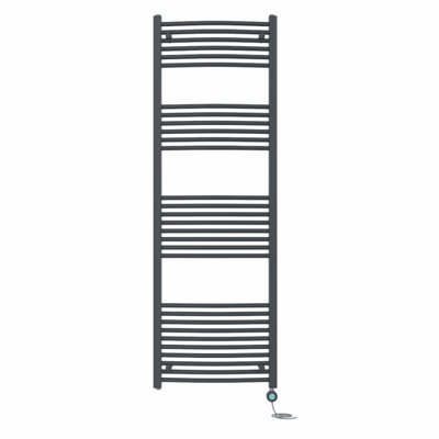 Right Radiators Prefilled Thermostatic WiFi Electric Heated Towel Rail Curved Bathroom Ladder Warmer - Anthracite 1800x600 mm