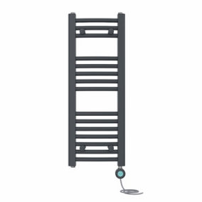 Right Radiators Prefilled Thermostatic WiFi Electric Heated Towel Rail Curved Bathroom Ladder Warmer - Anthracite 800x300 mm