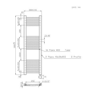 Right Radiators Prefilled Thermostatic WiFi Electric Heated Towel Rail Curved Bathroom Ladder Warmer - Black 1000x300 mm