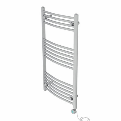 Right Radiators Prefilled Thermostatic WiFi Electric Heated Towel Rail Curved Bathroom Ladder Warmer - Chrome 1000x600 mm