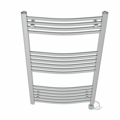 Right Radiators Prefilled Thermostatic WiFi Electric Heated Towel Rail Curved Bathroom Ladder Warmer - Chrome 1000x600 mm