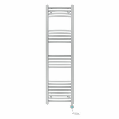 Right Radiators Prefilled Thermostatic WiFi Electric Heated Towel Rail Curved Bathroom Ladder Warmer - Chrome 1400x400 mm
