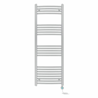 Right Radiators Prefilled Thermostatic WiFi Electric Heated Towel Rail Curved Bathroom Ladder Warmer - Chrome 1400x500 mm