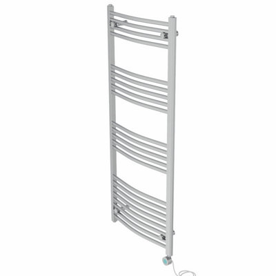 Right Radiators Prefilled Thermostatic WiFi Electric Heated Towel Rail Curved Bathroom Ladder Warmer - Chrome 1400x600 mm