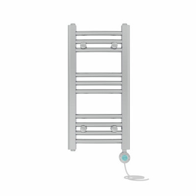 Right Radiators Prefilled Thermostatic WiFi Electric Heated Towel Rail Curved Bathroom Ladder Warmer - Chrome 600x300 mm