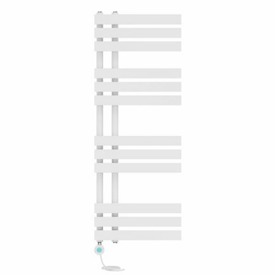 Right Radiators Prefilled Thermostatic WiFi Electric Heated Towel Rail D-shape Ladder Warmer - 1200x450mm White Price Comparisons | Compare The Build