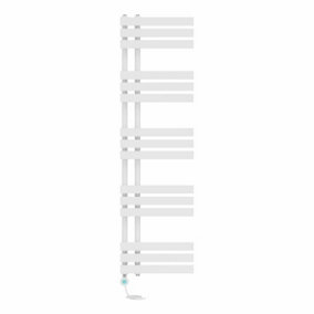 Right Radiators Prefilled Thermostatic WiFi Electric Heated Towel Rail D-shape Ladder Warmer - 1600x450mm White