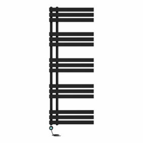 Right Radiators Prefilled Thermostatic WiFi Electric Heated Towel Rail D-shape Ladder Warmer - 1600x600mm Black