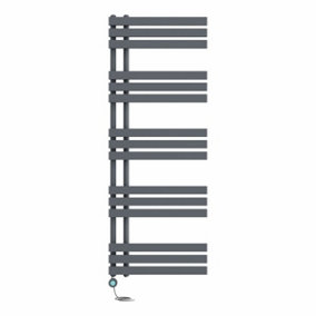 Right Radiators Prefilled Thermostatic WiFi Electric Heated Towel Rail D-shape Ladder Warmer - 1600x600mm Sand Grey