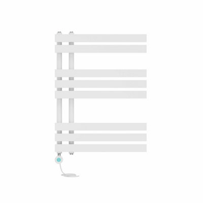 Right Radiators Prefilled Thermostatic WiFi Electric Heated Towel Rail D-shape Ladder Warmer - 800x600mm White