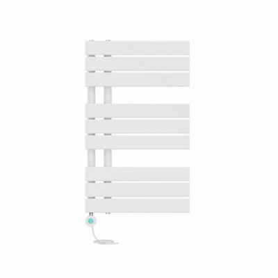 Right Radiators Prefilled Thermostatic WiFi Electric Heated Towel Rail Flat Panel Bathroom Ladder Warmer - 824x500mm White Price Comparisons | Compare The Build