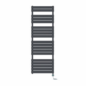 Right Radiators Prefilled Thermostatic WiFi Electric Heated Towel Rail Flat Panel Bathroom Ladder Warmer - Anthracite 1800x600 mm