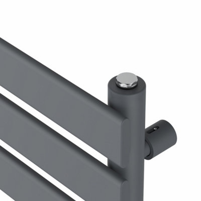 Right Radiators Prefilled Thermostatic WiFi Electric Heated Towel Rail Flat Panel Bathroom Ladder Warmer - Anthracite 650x500 mm