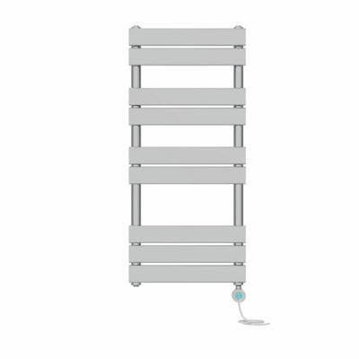 Right Radiators Prefilled Thermostatic WiFi Electric Heated Towel Rail Flat Panel Bathroom Ladder Warmer - Chrome 1000x450 mm