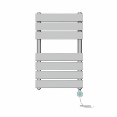 Right Radiators Prefilled Thermostatic WiFi Electric Heated Towel Rail Flat Panel Bathroom Ladder Warmer - Chrome 650x400 mm