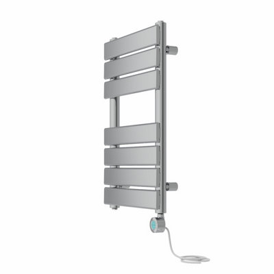 Right Radiators Prefilled Thermostatic WiFi Electric Heated Towel Rail Flat Panel Bathroom Ladder Warmer - Chrome 650x400 mm