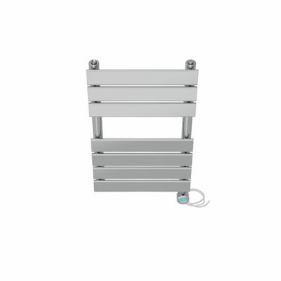Right Radiators Prefilled Thermostatic WiFi Electric Heated Towel Rail Flat Panel Bathroom Ladder Warmer - Chrome 650x400 mm