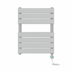 Right Radiators Prefilled Thermostatic WiFi Electric Heated Towel Rail Flat Panel Bathroom Ladder Warmer - Chrome 650x500 mm