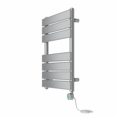Right Radiators Prefilled Thermostatic WiFi Electric Heated Towel Rail Flat Panel Bathroom Ladder Warmer - Chrome 650x500 mm