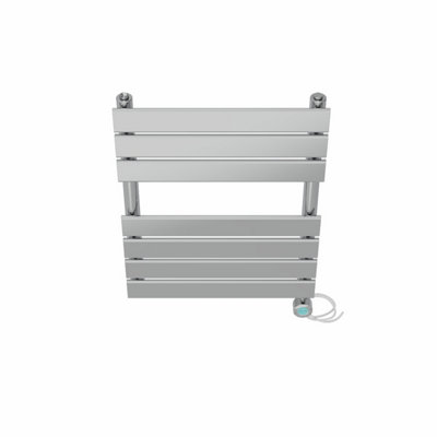 Right Radiators Prefilled Thermostatic WiFi Electric Heated Towel Rail Flat Panel Bathroom Ladder Warmer - Chrome 650x500 mm