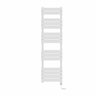 Right Radiators Prefilled Thermostatic WiFi Electric Heated Towel Rail Flat Panel Bathroom Ladder Warmer - White 1600x450 mm