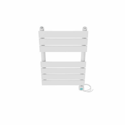 Right Radiators Prefilled Thermostatic WiFi Electric Heated Towel Rail Flat Panel Bathroom Ladder Warmer - White 650x400 mm