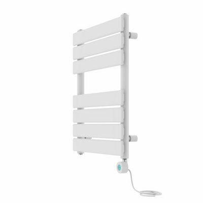 Right Radiators Prefilled Thermostatic WiFi Electric Heated Towel Rail Flat Panel Bathroom Ladder Warmer - White 650x500 mm