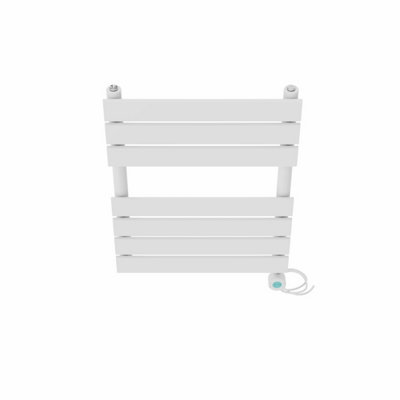Right Radiators Prefilled Thermostatic WiFi Electric Heated Towel Rail Flat Panel Bathroom Ladder Warmer - White 650x500 mm