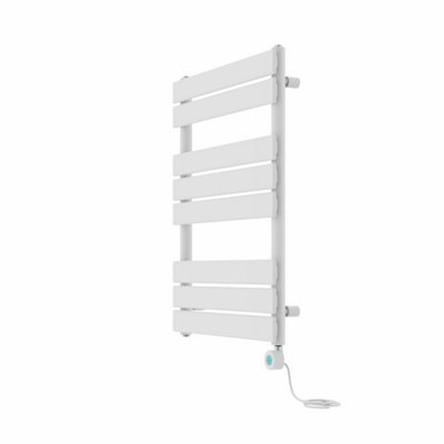 Right Radiators Prefilled Thermostatic WiFi Electric Heated Towel Rail Flat Panel Bathroom Ladder Warmer - White 800x600 mm