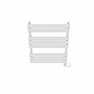 Right Radiators Prefilled Thermostatic WiFi Electric Heated Towel Rail Flat Panel Bathroom Ladder Warmer - White 800x600 mm