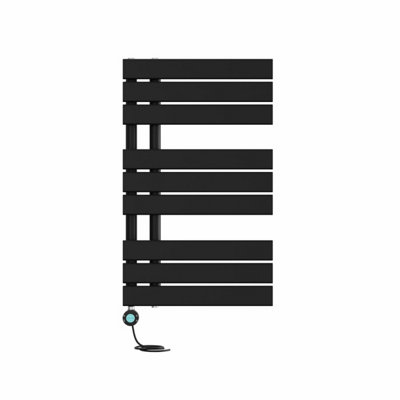 Right Radiators Prefilled Thermostatic WiFi Electric Heated Towel Rail Flat Panel Ladder Warmer - 824x500mm Black Price Comparisons | Compare The Build