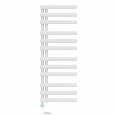 Right Radiators Prefilled Thermostatic WiFi Electric Heated Towel Rail Oval Column Ladder Warmer - 1200x450mm White