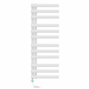 Right Radiators Prefilled Thermostatic WiFi Electric Heated Towel Rail Oval Column Ladder Warmer - 1200x450mm White