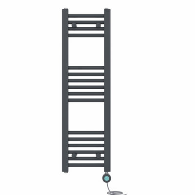 Right Radiators Prefilled Thermostatic WiFi Electric Heated Towel Rail Straight Bathroom Ladder Warmer - Anthracite 1000x300 mm